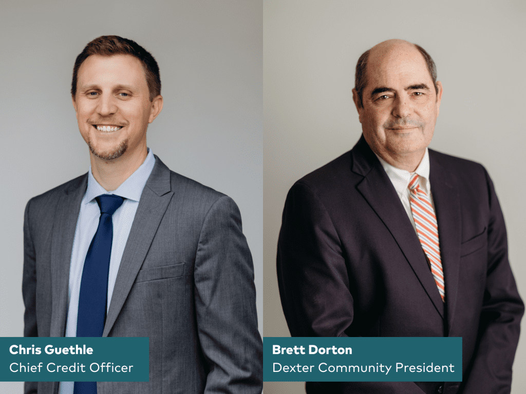 Image of Chris Guethle, Chief Credit Officer and Brett Dorton, Dexter Community President.